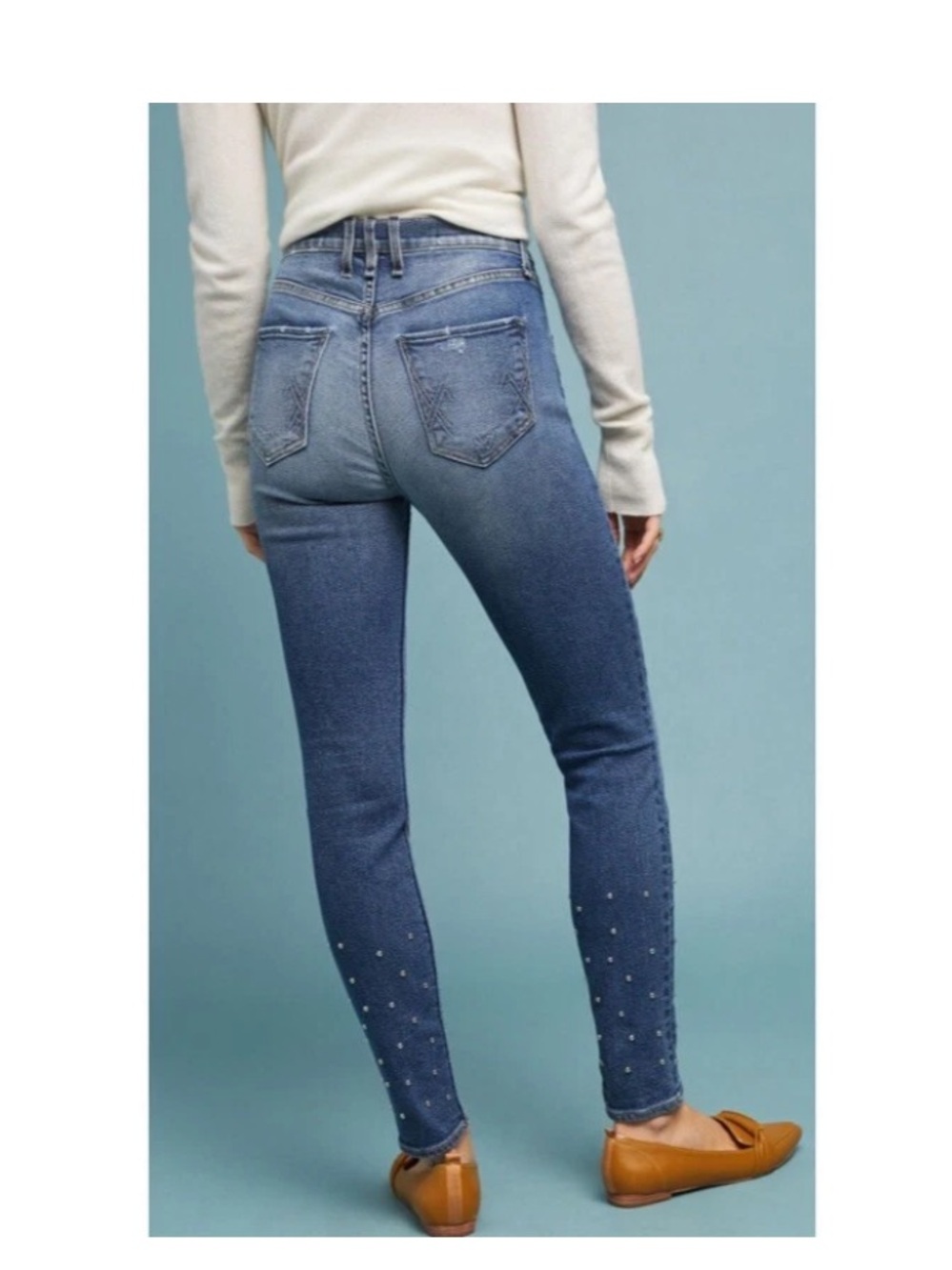 Anthropologie Hey There Stud Blue McGuire Newton High-Rise Skinny Jeans size 28 - Picture 3 of 11